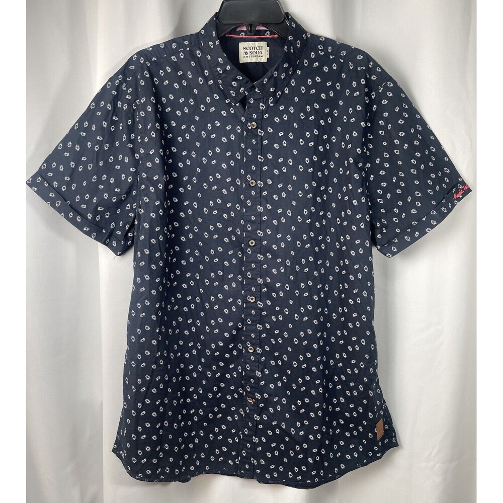 Scotch & Soda Amsterdam Men’s Button Short Sleeve Cotton Slim Short Sz XXL New